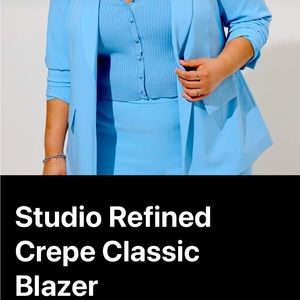 Torrid 3x blue studio refined crepe blazer and high rise pants